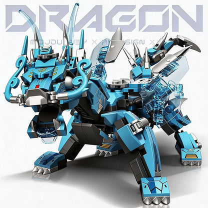 Dragon Mecha TransformingMechanical Robot Dragon-Shaped Model Building Block Toy Set Cool Warrior Suitable as a Christmas Birthday Gift for Adults or Children