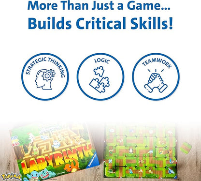 Ravensburger Labyrinth Pokemon Board Game - A Strategic Maze Adventure for Family Nights &amp Pokemon Parties - Includes Pikachu Bulbasaur and More - Great Birthday Gift for Kids Ages 7 and Up