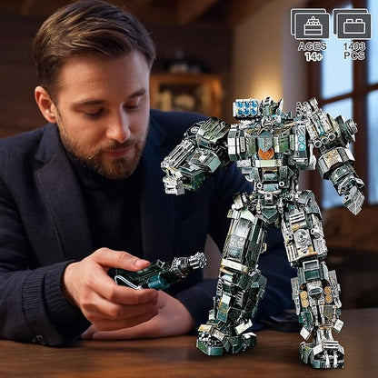 HIGH GODO Mech Building Blocks Set for Adults Motorized Robot Model Building Kit with Multiple Weapons Battle Damage Style Warrior Collectible Gifts for Man Ages 14+ (1403 Pieces)