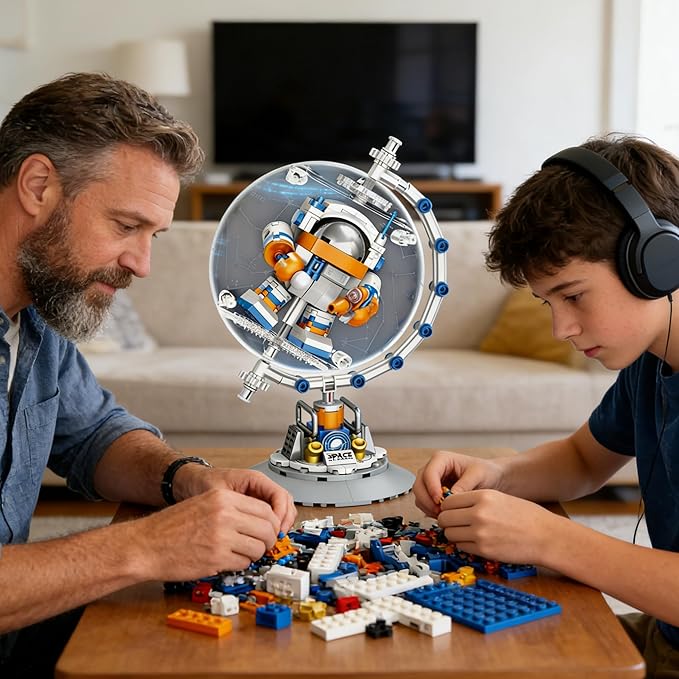 Astronaut Constellation Globe Building Set with Light Build and Display Model for AdultsHome and Office DecorAviation Enthusiasts Gifts