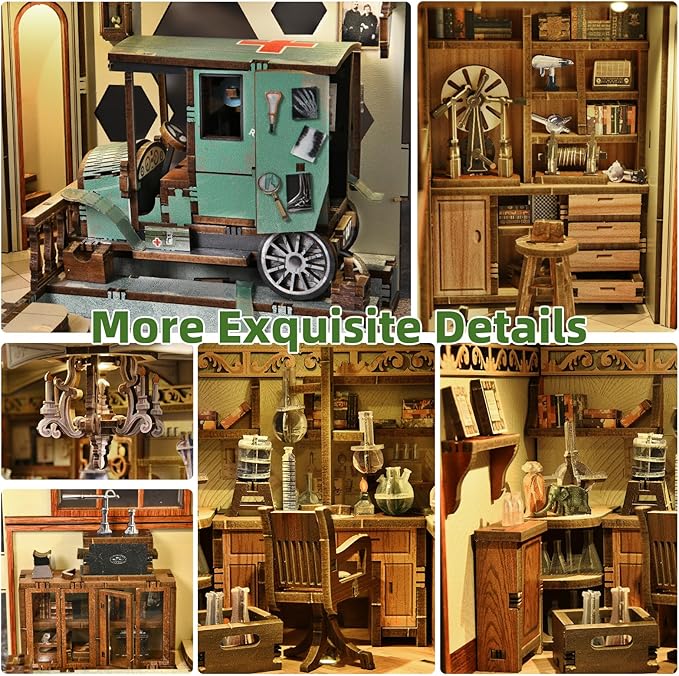 Book Nook Kit DIY Miniature Dollhouse Book Nook Kit with Dust Cover and LED Light-The Radium Lady