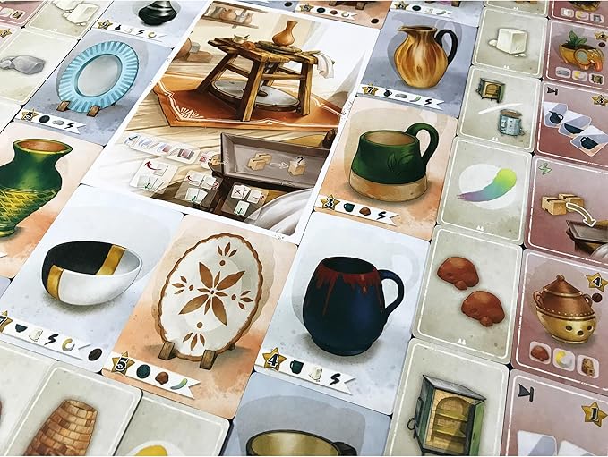 Pencil First Games: Sunrise at The Studio - Pottery Set Collection &amp Drafting Board Game Cozy Small Box Solo Mode Ages 14+ 1-4 Players 20 Min