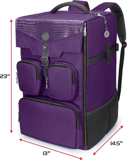 ENHANCE Collector's Edition Board Game Backpack - Reinforced Rigid Board Game Storage with Padded Shoulder Straps Carrying Handle and Accessories Pockets for Dice Card Games More (Dragon Purple)