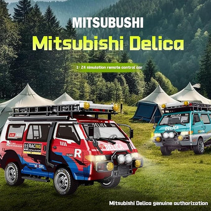 Delica RC Car1/24 Scale Station Wagon 2.4Ghz Remote Control Truck 4WD RC CrawlerEquipped with Cool LED LightsOff Road Vehicle Model Suitable For Adults (4WD-Black)