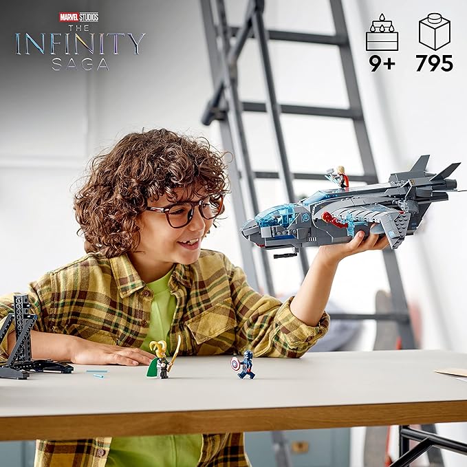 LEGO Marvel The Avengers Quinjet 76248 Spaceship Building Toy Set with Thor Iron Man Black Widow Loki and Captain America Minifigures Infinity Saga