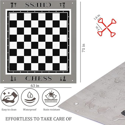 King Size Giant Chess Set with 10 Inch Pieces - Oversized Plastic Chess Game for Indoor/Outdoor Use with Waterproof Mat and Storage Box for Kids Adults Family Fun