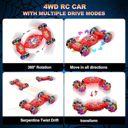Nikuku Remote Control Car - 2.4GHz 4WD Gesture Sensing RC Stunt Car Toys for Boys and Girls Ages 6-12 360° Rotating Drift RC Cars with Lights and Music Ideal Birthday and Xmas Gift