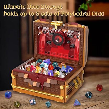 Mimic Chest Building Sets Monster Dice Storage Box that Holds Up to 3 Polyhedral Dice Sets. Ideal for Dragons Board Game Gifts for Adults and Kids Compatible with Lego Sets 531pcs