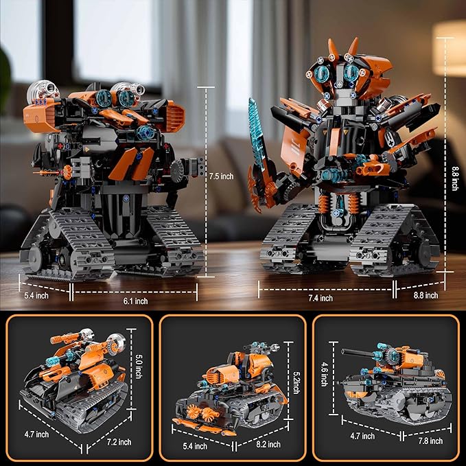 STEM Building Toys for Kids 6-14 5in1 STEM Robot Building Kit for Kid Remote &amp APP Controlled Tank Bulldozer Robot Building Blocks Set Birthday Xmas Gifts Ideas for Boys Girls (689PCS)