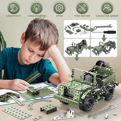 Lucky Doug STEM Building Projects Model Truck Set - Building Toys for Kids Ages 8-12 Assembly Science Army Toys for Boys 8 9 10 11 Years Old
