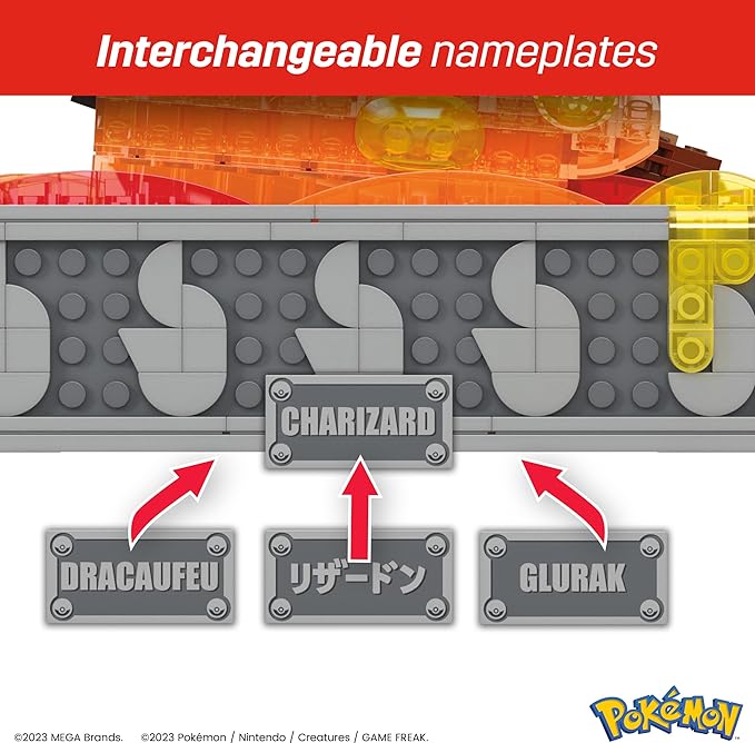 MEGA Pokémon Building Toys Set Motion Charizard with 1664 Pieces and Wing Movement for Adult Collectors