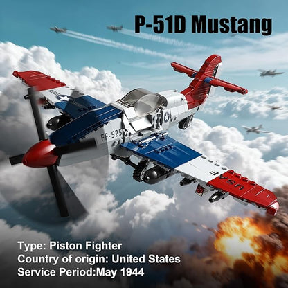 WW2 Military Airplane Toy Building Sets Compatible with Lego Me 262 Fighter Jet &amp P-51D Plane Army Model Kits for Military Fans Kids &amp Adult