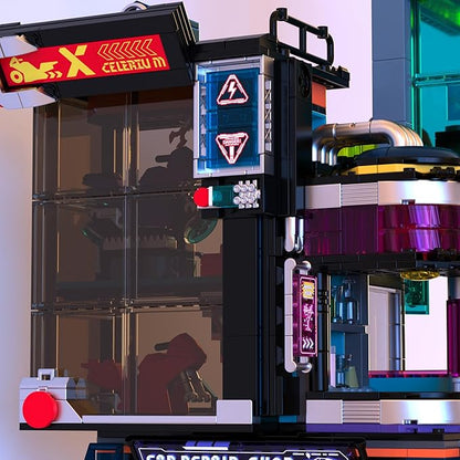 Cyberpunk Repair City Building-Bricks Set with Future Sports Car Future City Modular Buildings Set Display Idea for Adults and Sci-fi Lovers Creative Gift for Adults 2098pcs
