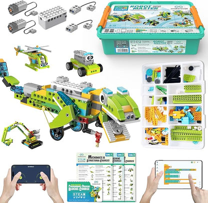 makerzoid Coding Robot Kit for Kids Ages 6+ 200+ in 1 APP Control Dinosaur Robot Toy Educational Scratch Program Robotic Kit with 47 Video Courses Toy for Boys Girls(600 Blocks)