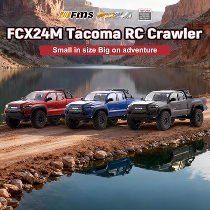 BEEZRC FMS 1/24 RC Crawler FCX24M Tacoma Toyota Official Licensed ABS Hard Body 4WD Off-Road RC Rock Truck2-Speed Transmission Hobby Grade Remote Control Car for Adults RTR red