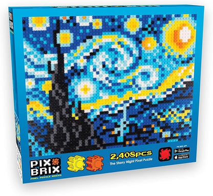Pix Brix Pixel Art Puzzle Bricks - Starry Night Pixel Puzzle - Patented Colorful Building Bricks Create 2D and 3D Builds Without Water Iron or Glue - Stem Toys for Adults and Kids