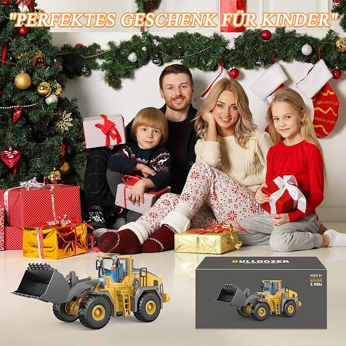 Remote Control Bulldozer 11 Channel Rc Bulldozer Construction Toys - W/Sound and Light Two Rechargeable Batteries Kids Bulldozers Toy Christmas &amp Birthday Gifts