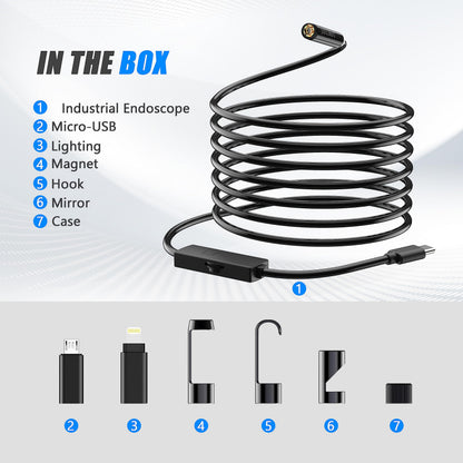 1920P Snake Inspection Borescope, Pancellent Type C Endoscope, Scope Camera with 8 LED Lights for Android and iOS Smartphone, iPhone, iPad, Samsung (16.5 FT/5M)
