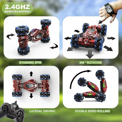 Gesture RC Car1:24 4WD Transform Off-Road Stunt Car with Gesture &amp Remote Control 360° Flips Drift Vehicle with LED Lights Music All Terrain Toy Cars Gifts for Boys Girls Age 6-12