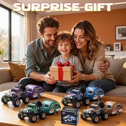 Snugzy Mini RC Car 1:64 Scale RC Truck for Kids with Trailer 2.4Ghz Remote Control Rechargeable RC Cars Toy Gifts for Boys Girls Adult (Brown)