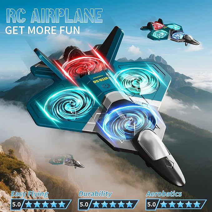 RC Planes for Kids Adults Foam Remote Control Airplane Jet Helicopter Drone Toys for Kids Adults 8-12 12-16 Remote Control Plane Airplane Toys with LED Lights 360° Flip Stunt Rotation