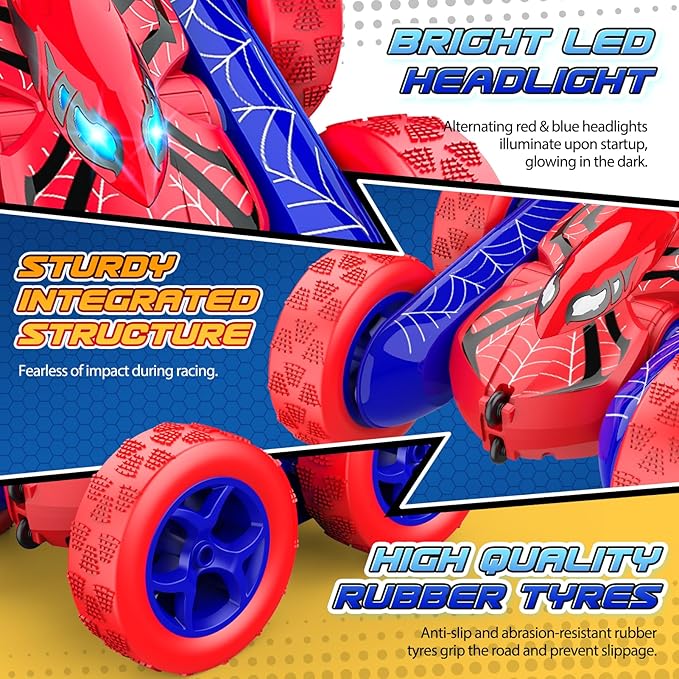 Remote Control CarRC Cars Boys Toys for 3 4 5 6 7 8 9 10 11 12 Year Old Boy Double Sided 360°Flip 4WD Rechargeable Drift RC Race Car Birthday Gifts Easter Basket Stuffers for Kids Age 3-12