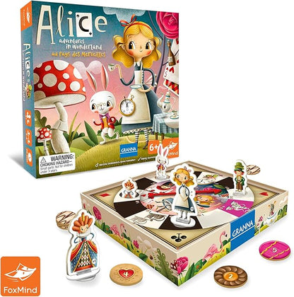 FoxMind Games: Alice's Adventures in Wonderland - Granna Fairytale Board Game Race to Become The Tea Party Champion Family Ages 6+ 2-4 Players