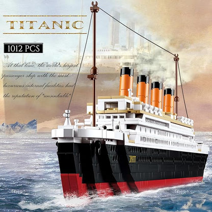 Sluban Titani Model Building Set Ship Toys with 2 Major Minifigures STEM Boat Set Gift for Adults and Kids 6+ Ideal for Titanc Fans' Collection 1012 PCS1