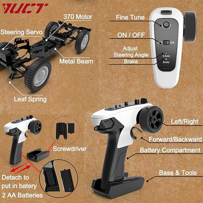 YUCT WPL C94 RC Crawler - 4x4 1/12 Military RC Truck 2.4GhZ Off-Road Vehicle with Two Batteries &amp Metal Drive Shaft (Green)
