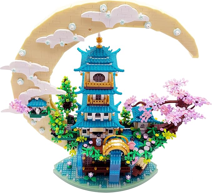 4288 PCS Cherry Blossom Tree Building Set for Adults TeensChinese Moon Palace Architecture ModelMicro Japanese Sakura Tree House Mini Cherry Bonsai Tree Bricks Creative Gift for Kids 14+