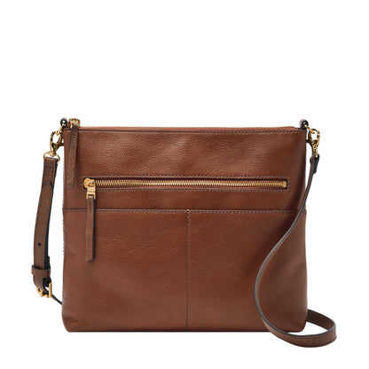 Fossil Women's Fiona Leather Large Crossbody Purse Handbag, Brown (Model: ZB7669200)