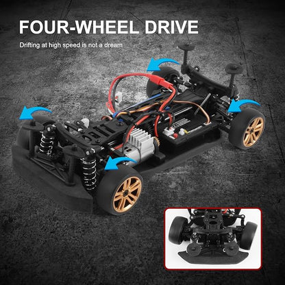 GoolRC RC Drift Car 1:18 Scale 2.4GHz 4WD 30KM/H High Speed Remote Control Racing Car with LED Light Strip and 2 Batteries for Adults
