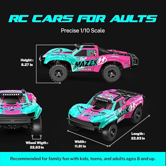 Hosim 1/10 RC Truck 4WD Brushless Buggy Cars MAZEK RTR 62+ MPH Hobby Grade High Speed Remote Control Car for Adults &amp Teens Off-Road Bashing Rock Crawling Racing Waterproof Electric Monster Tru