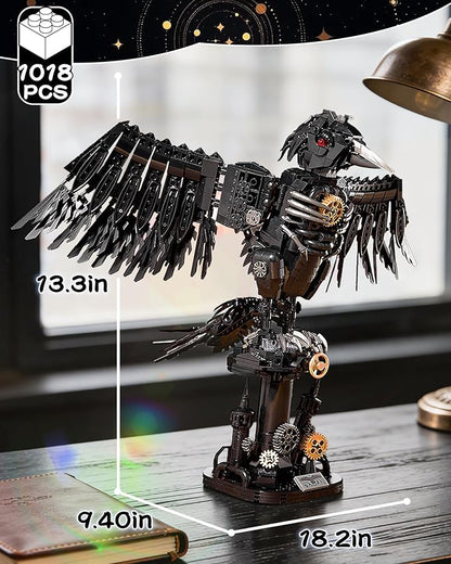 Mechanical Crow Building Block Sets for Adults Compatible with Lego Raven Animal Collection Model Halloween Decor for Home or Office STEM Toys Gift for Teens Boys and Girls 8-14 (1018PCS)