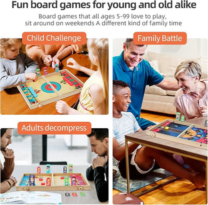 QZMTOY Large Fast Sling Puck Game Air Hocky Table Game Bowling Games -10 in 1 Family Games for Boys GirlsTeensAdultsWooden Hockey Board Game for 3+ Years Old Kids