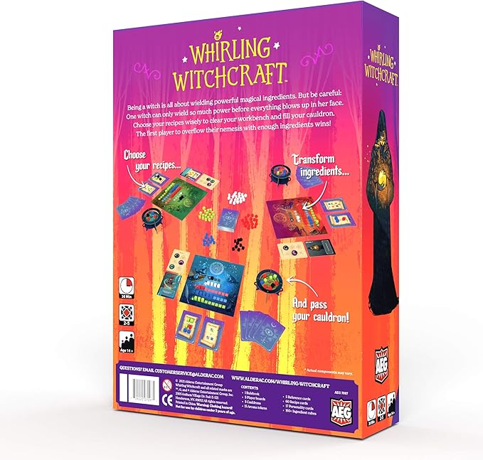 AEG Whirling Witchcraft | Use Recipes Generate Magical Ingredients &amp Overflow Opponent's Cauldron | Halloween Board Game | 2-5 Players | Ages 10+