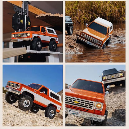 EAZYRC X FMS FCX24 1/24 Chevy K5 Blazer 1976s RC Rock Crawler 4x4 RTR Black with Lisense RC Truck 4WD 5Km+ 2-Speed TransmissionRC Car for Gift