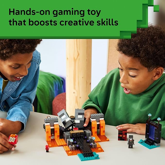 LEGO Minecraft Wither Battle Building &amp Pretend Play Toy for Boys &amp Girls - Video Game Playset &amp Toy Figures for Kids Ages 8+ - W/Crimson Warrior Minifigure &amp More - Gift Idea for Bir