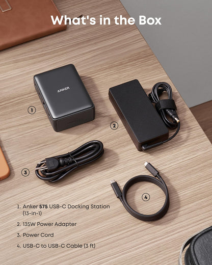 Anker Laptop Docking Station, 13-in-1 USB-C Docking Station, Triple Display with 2 x 4K HDMI and 1 x DP, 85W Charging for Laptop, 10 Gbps USB-C and 5 Gbps USB-A Data, Ethernet, Audio, SD