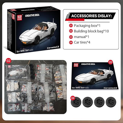Mould King 10198 Sport Car Model Building Kit Clasic Vintage Car Build Blocks Set with 1347 Pieces Construction Vehicle Toy Collection Set for Adult