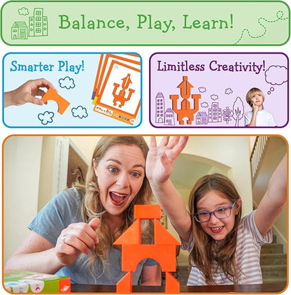 FoxMind Games: Equilibrio Spatial Logic and Dexterity Game Build Gravity Defying Structures 60 Smart Puzzles to Work Through 6 Levels of Complexity Develops STEM Skills 1+ Players for Ages 5+