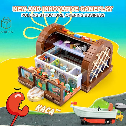 Toy Building Brick Blocks Toys Sets Display Box kit Action Figures Pineapple House Patrick Stone Star Home for Boys and Girls Kids Age 2-4 3-5 5-7 8-12 Fans STEM Gift (2718 pcs)