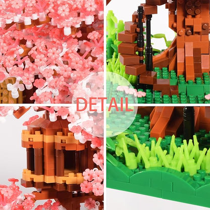 Cherry Blossom Tree Building Block Set Gift for Adults Girls Boys 14+ Cherry Bonsia Treehouse Micro Building Blocks Japanese Sakura Flowers House 2028PCS
