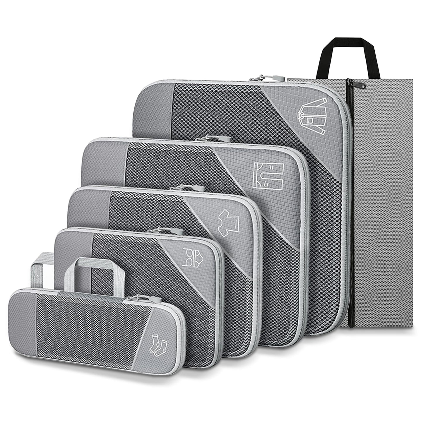6 Set compression packing cubes travel accessories,Expandable Packing Organizers for Travel,Essentials Luggage Travel Bags,Packing Cubes for Suitcases, Cube Accessories for Women/Men