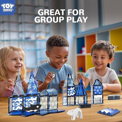 TOY Life Magnetic Tiles for Kids Ages 4-8 Magnetic Toys for Toddlers 3+ Magnet Tile Building Toy for Kids Ages 3-5 Magnet Building Tiles Toddlers Preschool (56 pcs)