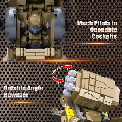 HIGH GODO Artillery Mech Robot Transforming Building Blocks Set for AdultsCity Warrior Justice Hero Soldier Mech Model Building Kit Cool Creative Robots Toys Gift for Teens 581 Pieces