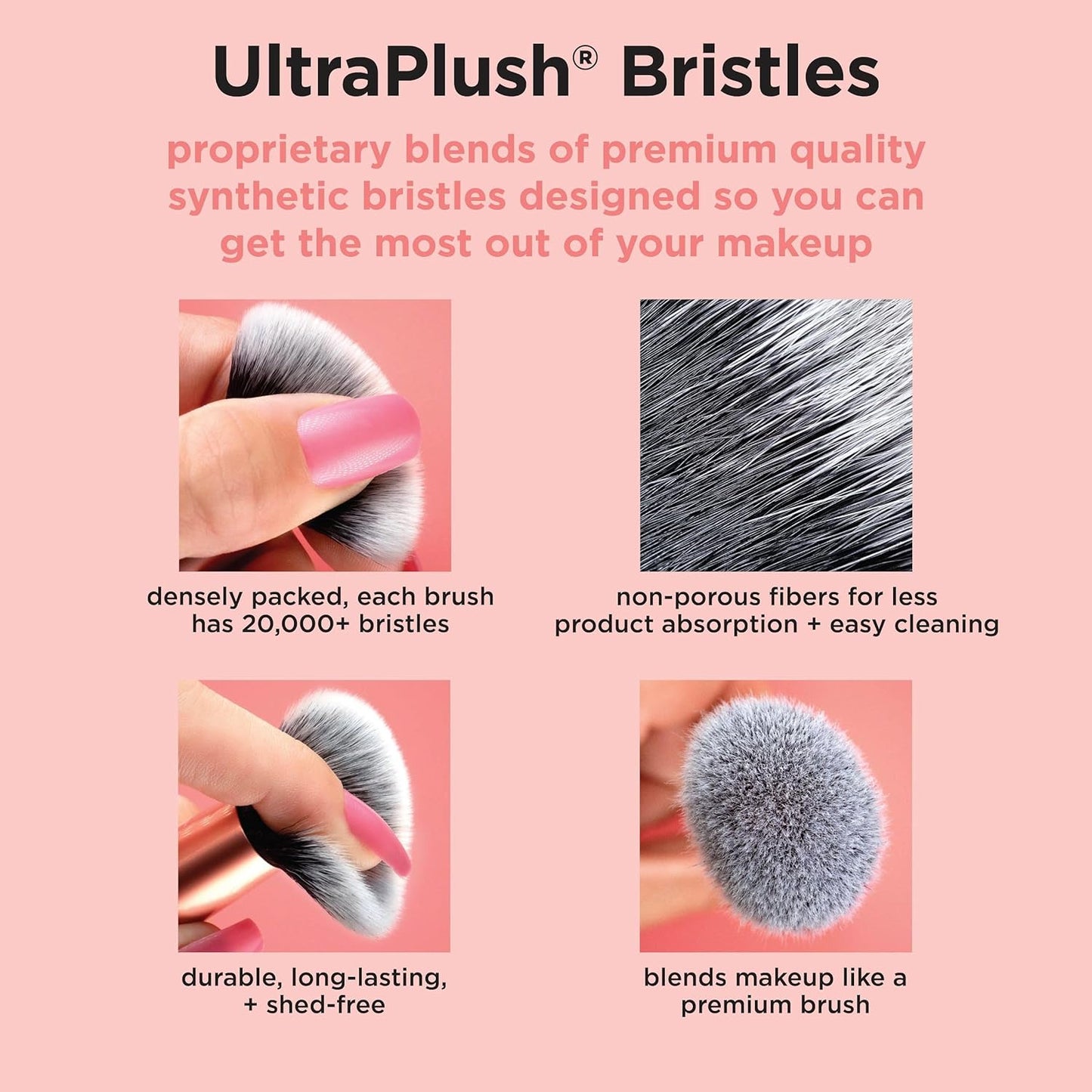 Real Techniques Expert Face Professional Foundation Makeup Brush for Even Streak Free Application, Dense Bristles For Buffing, Orange, 1 Count