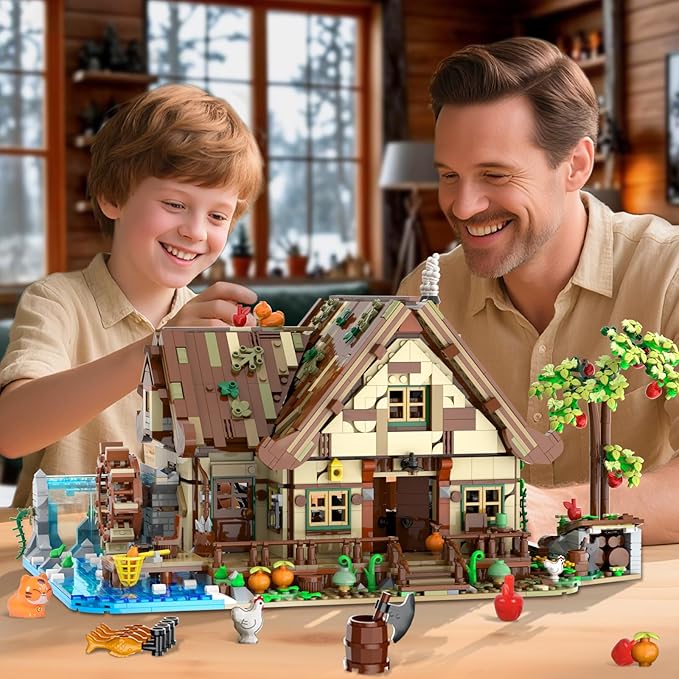 Wood Cabin Mini Building Set with Lights Forest House Building Block Kit with Animals Stream Waterwheel 2570 PCS Treehouse Construction Model Toy Collection for Adults Teens Boys Girls 12+