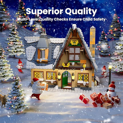 Mould King Retro Christmas Snow House Blocks Set Build a Winter Village with Family Holiday Cabin Collections Kit for Adults 2025 Xmas Decoration Gifts for 14+ and Adults 16049