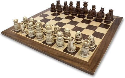 WE Games Medieval Themed Chess Set - Wooden Chess Board with Intricate Polystone Chess Pieces Chess Sets for Adults 15 in.